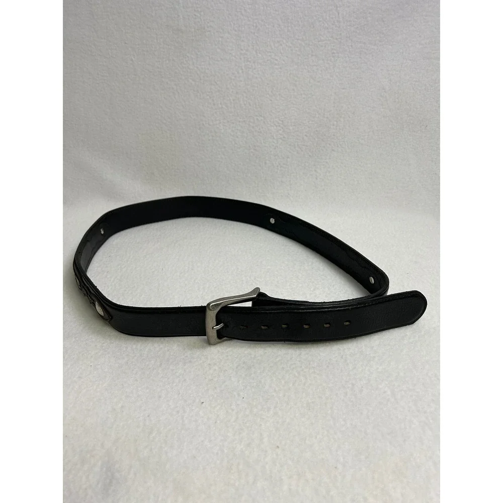 Western Cowboy Genuine Leather Mens 42 Black Woven Inlay Concho Belt Artec
